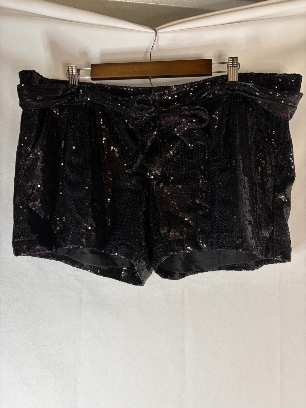 American Eagle Outfitters Black Sequin Paperbag Waist Shorts